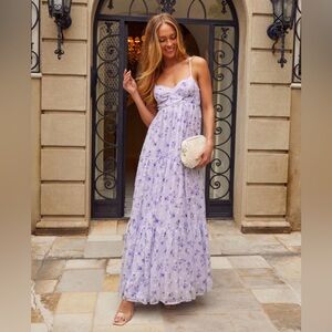 Vici Dolls Joselyn Sweetheart Floral lilac purple maxi dress - size small